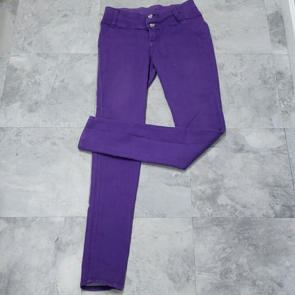 #10414-10 High Rise Super Skinny,3S,Purple.
